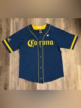Corona Beer Baseball Jersey MLB Genuine Merchandise Navy Blue Yellow Men's 2XL
